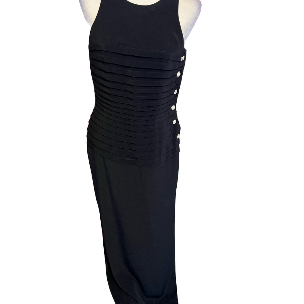 Vintage Niteline Black Tie Halter Maxi Dress 6